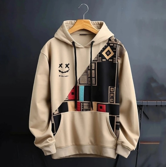 Hpapadks Fashion Casual Part Print Hooded Pullover Men's XXL Sweater Pre-owned - Picture 6 of 10